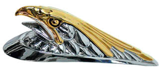 Eagle's Head Fender Ornament Chrome w/ Gold Inlay