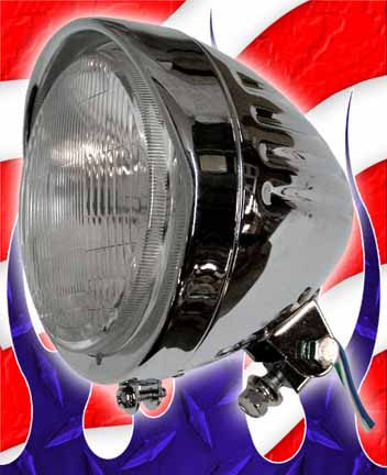 Ribbed Style Headlamp Assembly For Custom Use (5 3/4 Inch, 12V,